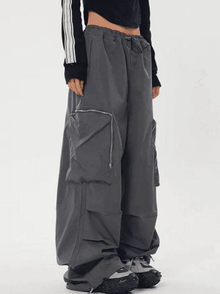 Ruched Zip Pocket Cargo Pants - HouseofHalley