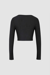 Scoop Neck Button Long Sleeve Top - HouseofHalley