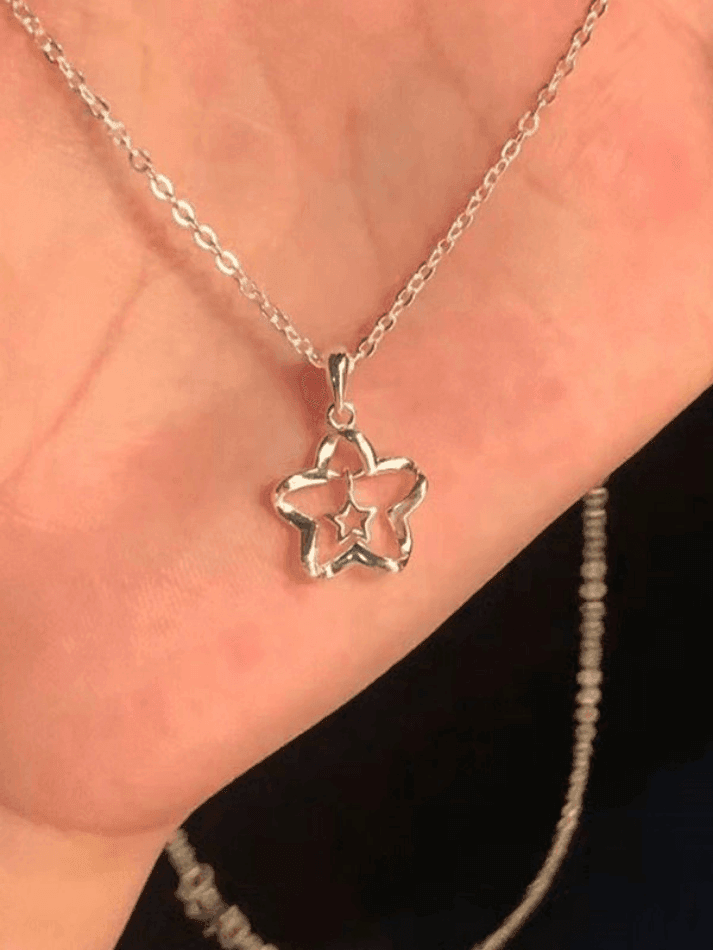 Silver Hollow Out Star Charm Necklace