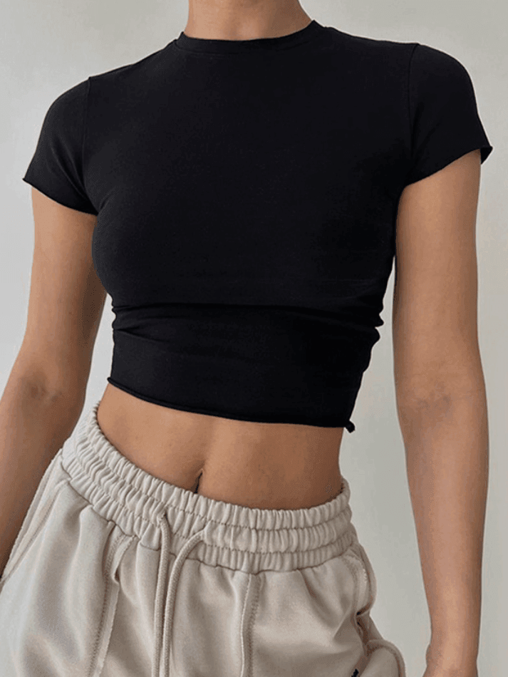 Simple Cropped Short Sleeve Tee - HouseofHalley