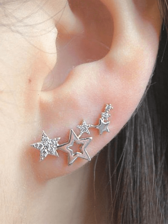 Simple Rhinestone Star Earrings