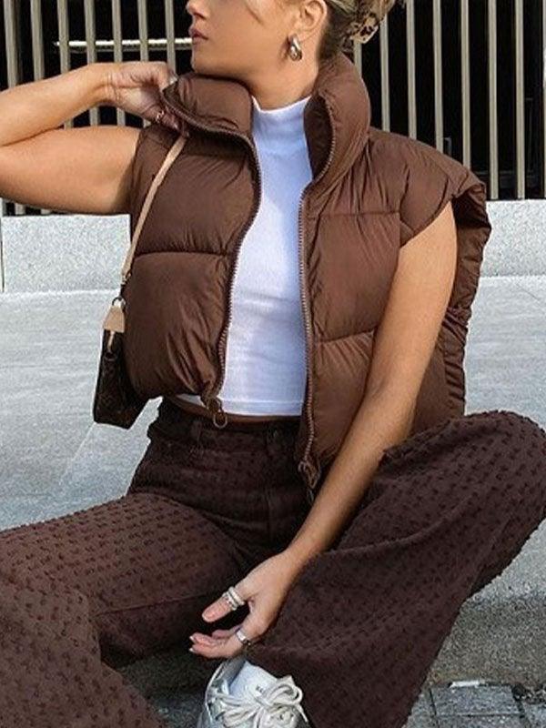 Sleeveless Cropped Puffer Jacket - HouseofHalley