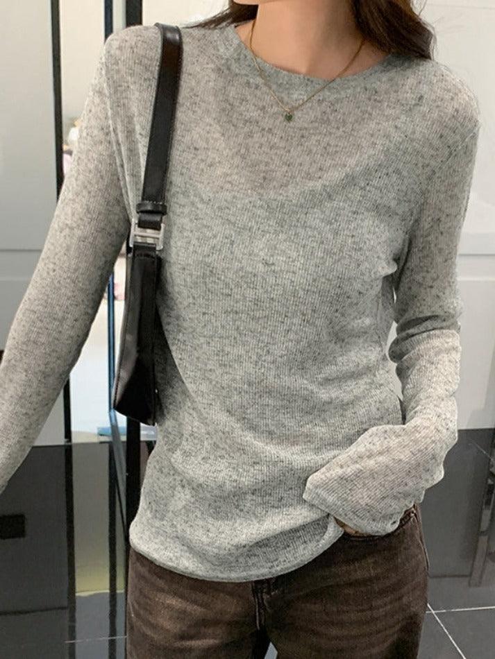 Solid Color Thin Long Sleeve Knit - HouseofHalley