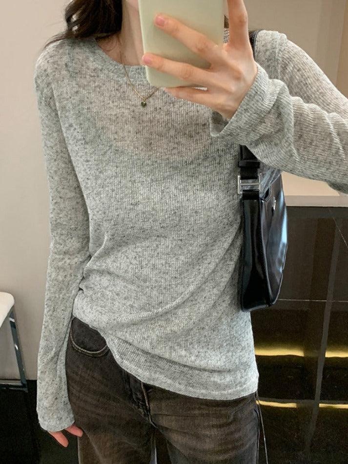 Solid Color Thin Long Sleeve Knit - HouseofHalley