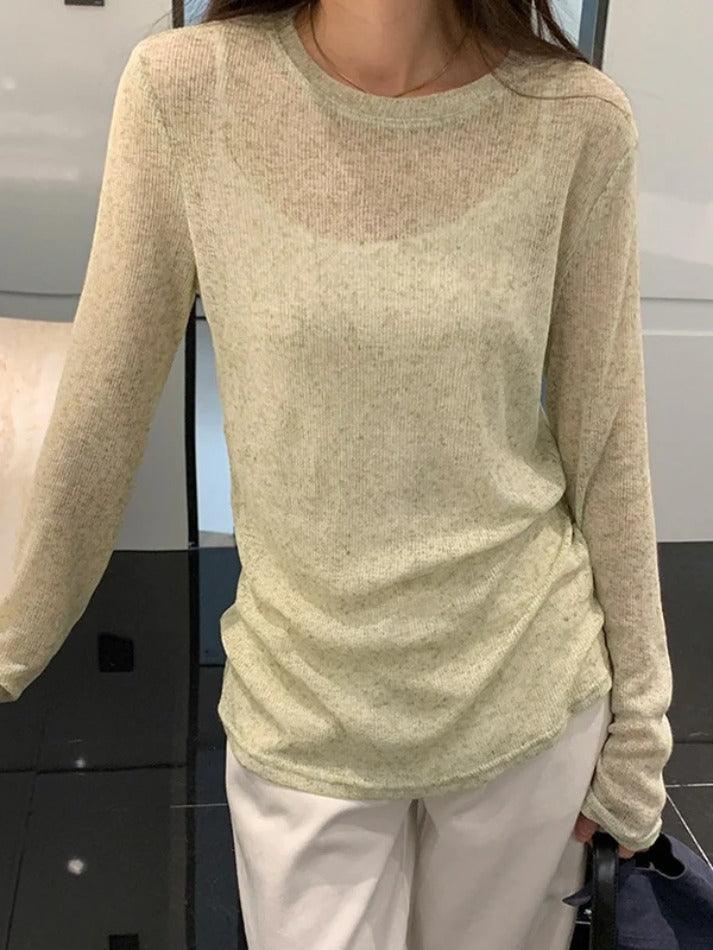 Solid Color Thin Long Sleeve Knit - HouseofHalley