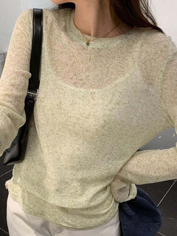 Solid Color Thin Long Sleeve Knit