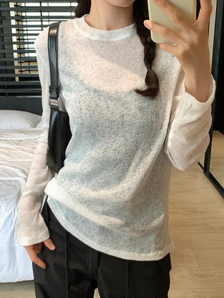 Solid Color Thin Long Sleeve Knit