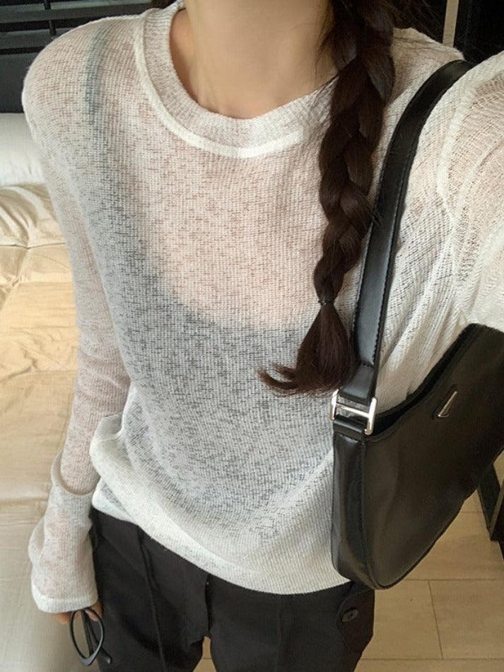 Solid Color Thin Long Sleeve Knit