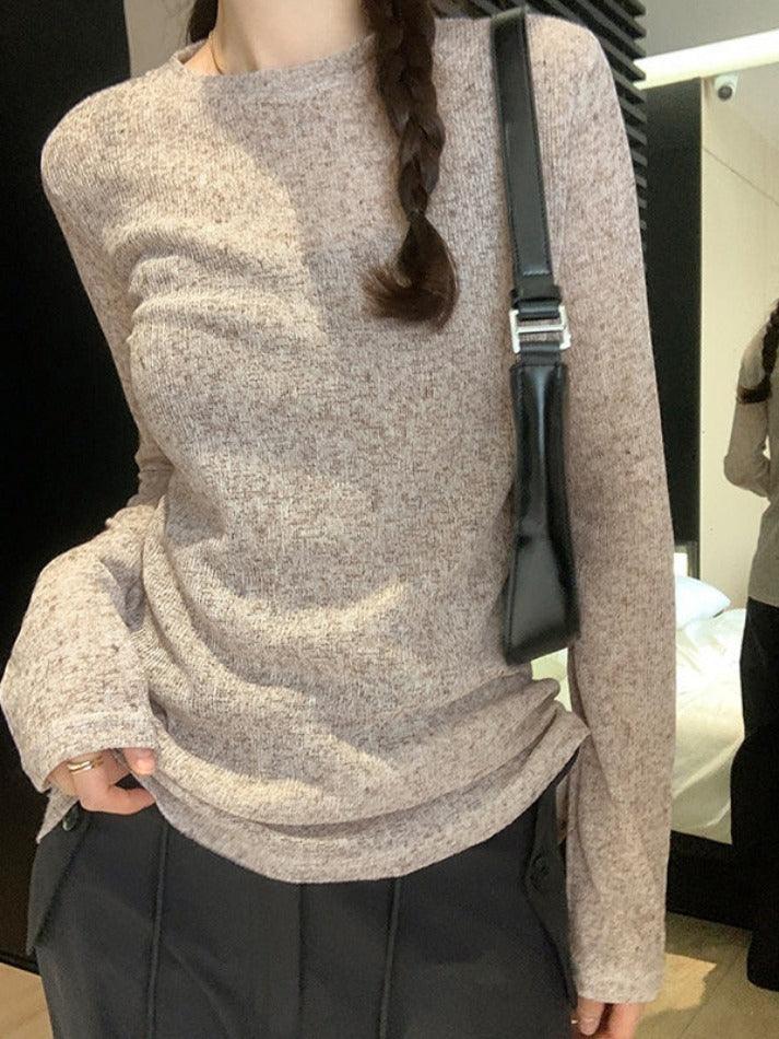 Solid Color Thin Long Sleeve Knit - HouseofHalley