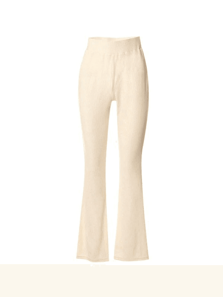 Stretchy Ribbed Flare Leg Pants - HouseofHalley