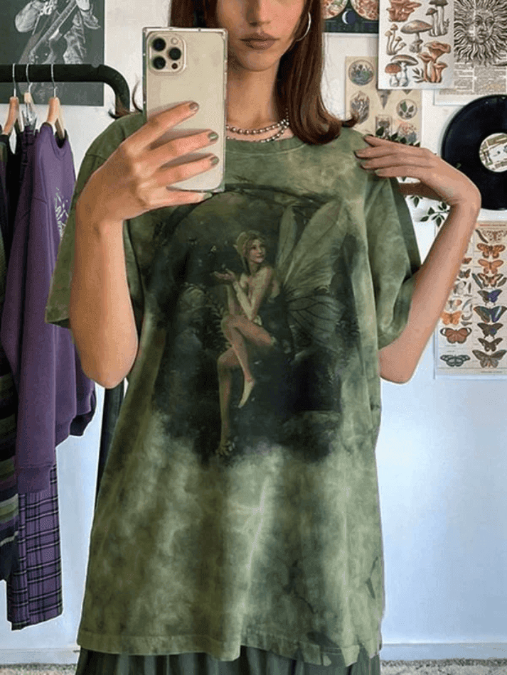 Tie Dye Grunge Fairy Print Tee - HouseofHalley