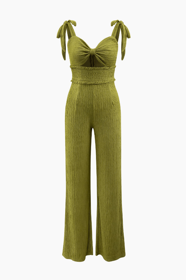 Tie Strap Knot Front Jumpsuit - HouseofHalley