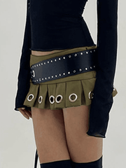 Ultra Short Low Waist Belt Mini Skirt - HouseofHalley