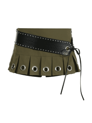 Ultra Short Low Waist Belt Mini Skirt - HouseofHalley