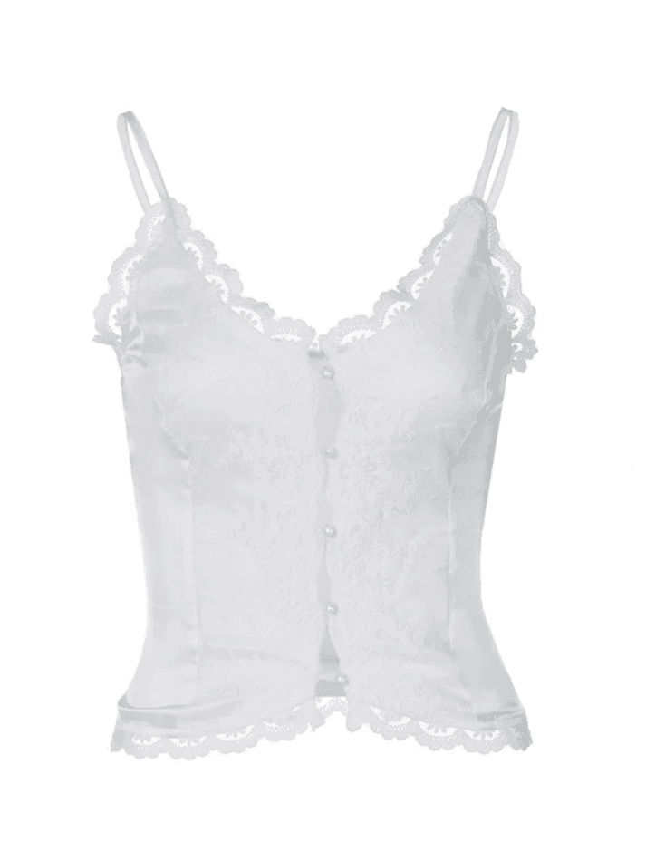 V Neck Lace Embroidery Cami Top