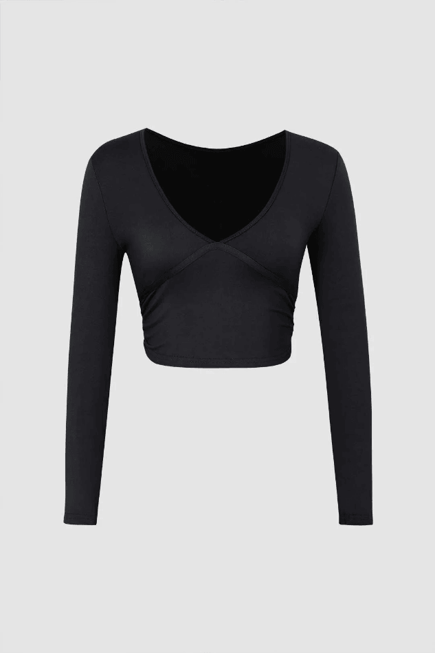 V-neck Long Sleeve Crop Top - HouseofHalley