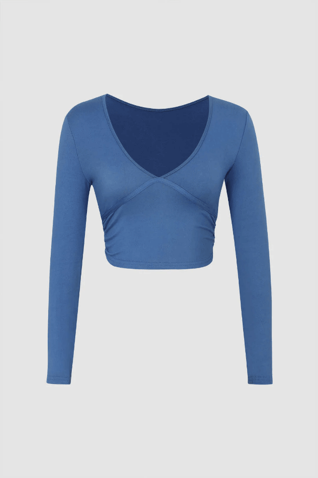 V-neck Long Sleeve Crop Top - HouseofHalley