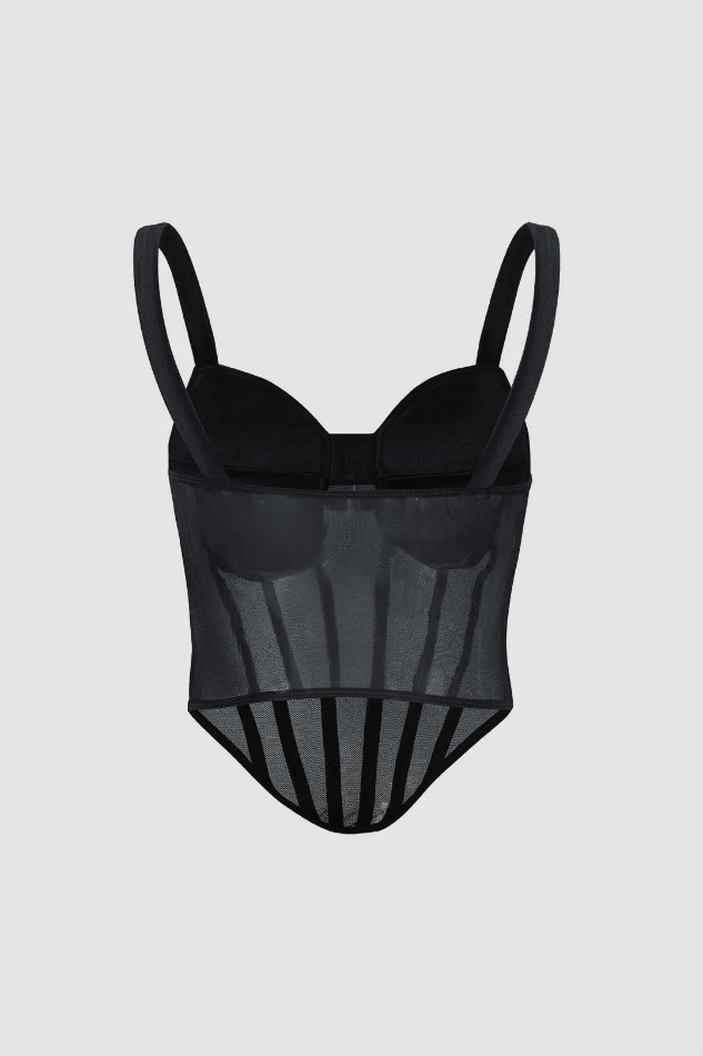 V Shape Hem Mesh Bustier Top - HouseofHalley