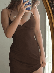 Vintage Brown Slip Mini Dress