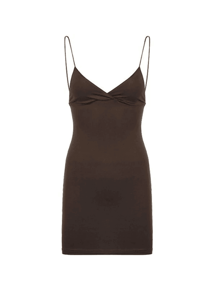 Vintage Brown Slip Mini Dress