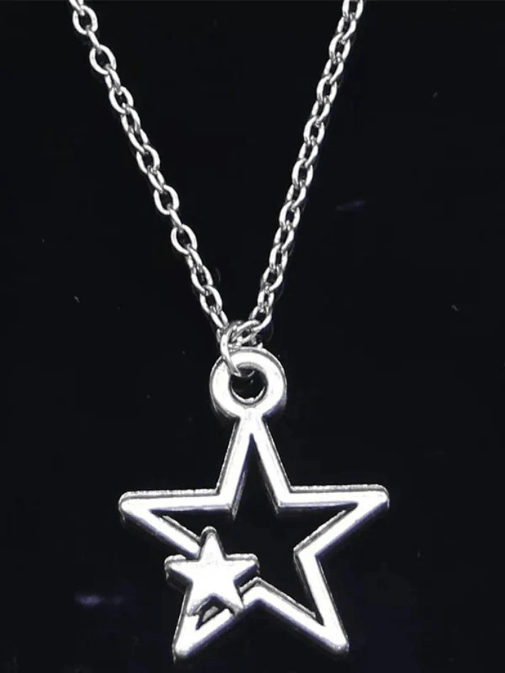 Vintage Hollow Out Star Charm Necklace