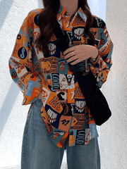 Vintage Mixed Print Long Sleeve Blouse - HouseofHalley