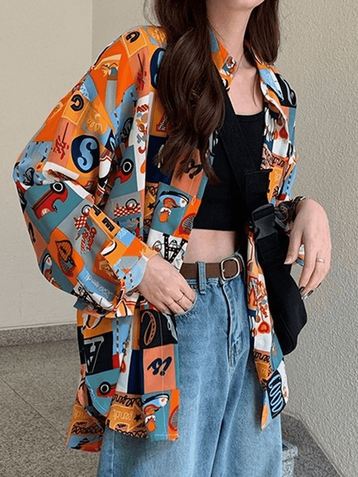 Vintage Mixed Print Long Sleeve Blouse - HouseofHalley