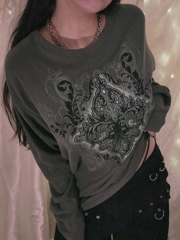 Vintage Print Oversized Long Sleeve Tee - HouseofHalley