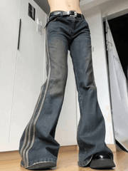 Vintage Side Striped Y2K Flare Jeans - HouseofHalley