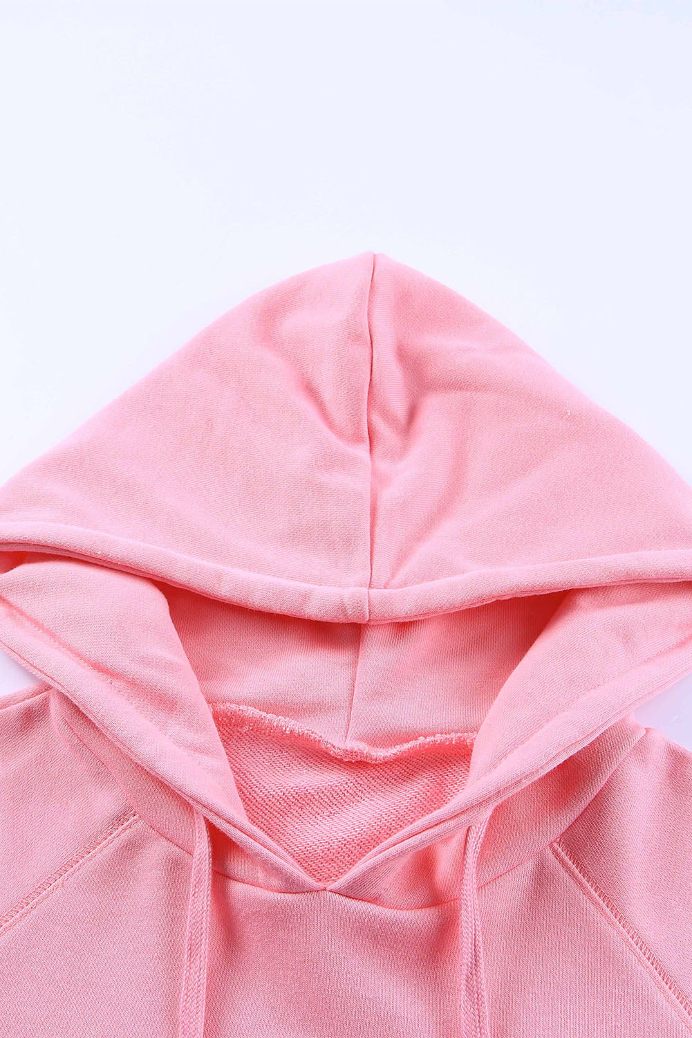 Pink Cropped Hoodie and Drawstring High Waist Shorts Set