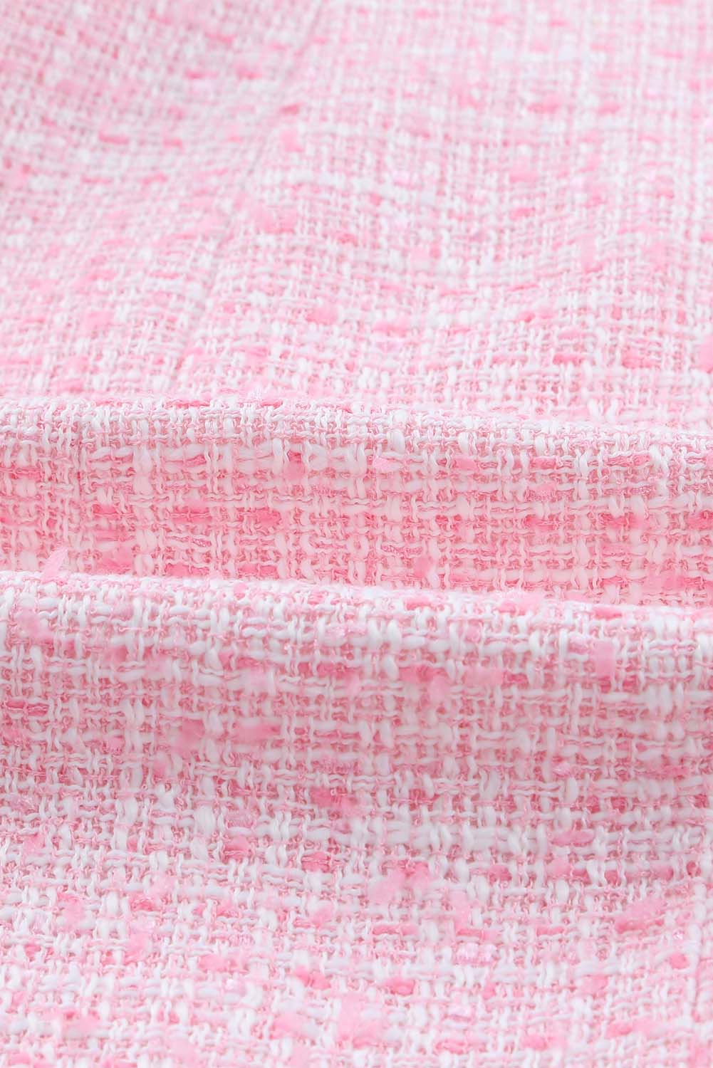 Vestido de tweed cruzado con borde deshilachado en color rosa