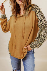 Orange Leopard Patchwork Pullover Hoodie