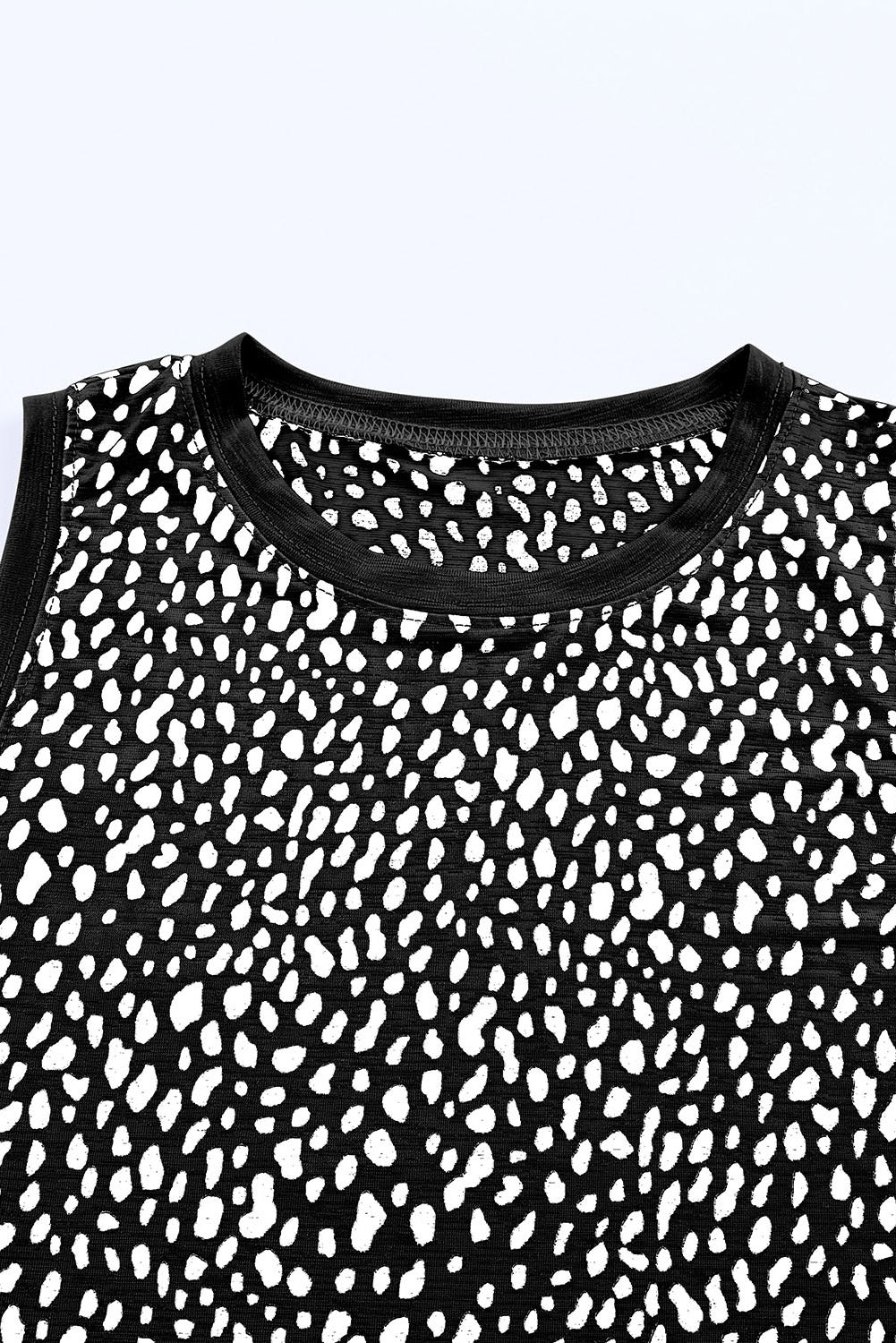 Camiseta sin mangas con cuello redondo y estampado de leopardo rosa