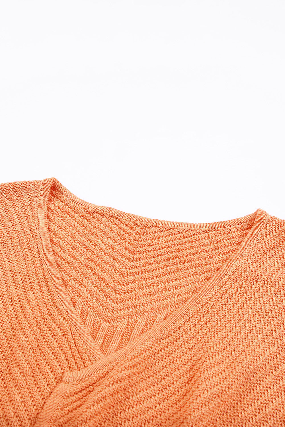 Orange Ribbed Open Front Knit Cardigan