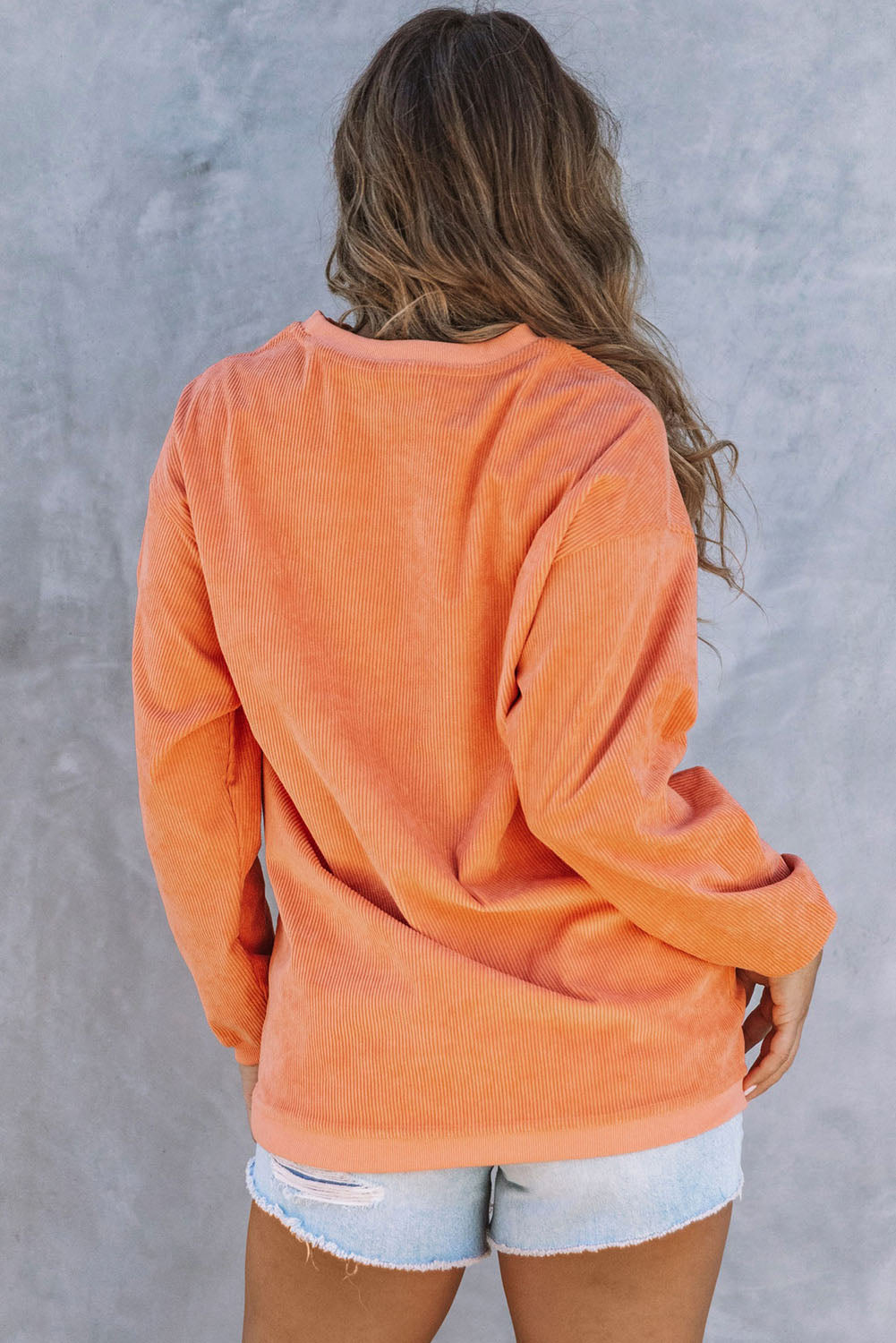 Orange THANKFUL Ribbed Corded Oversized Sweatshirt