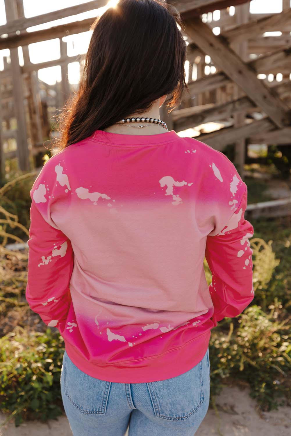 Pink Mama Pullover mit Batikmuster und Strass-Buchstabengrafik