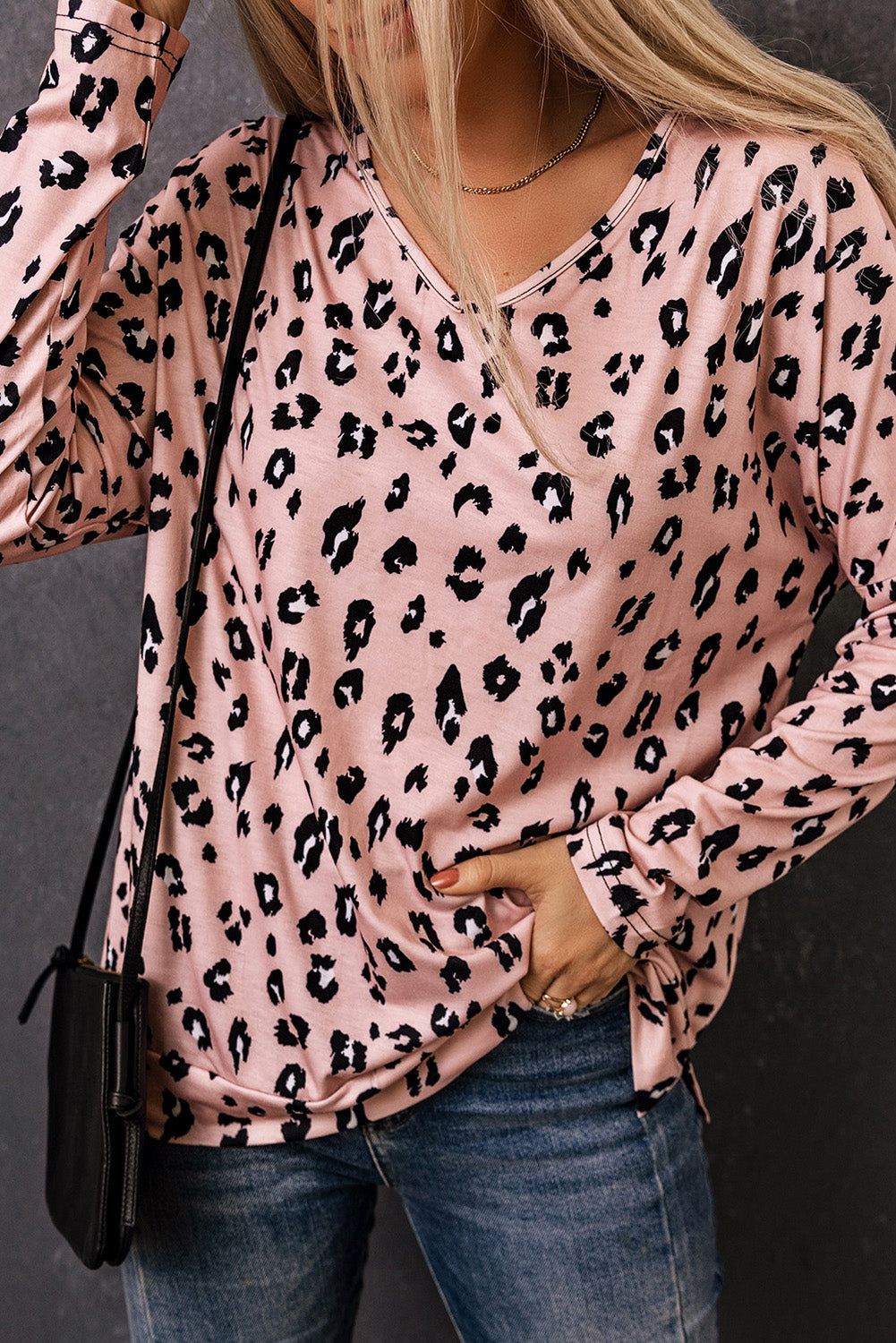 Pink Camel Leopard Terry Top