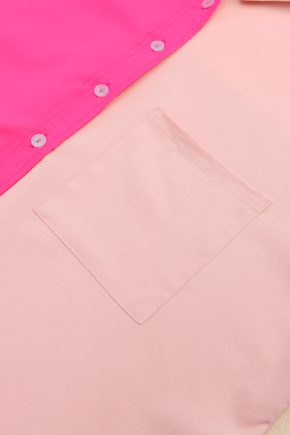 Pink Color Block Patchwork Oversized Shirt