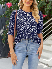 Loose Printed Short Sleeve Chiffon Round Neck T-Shirt