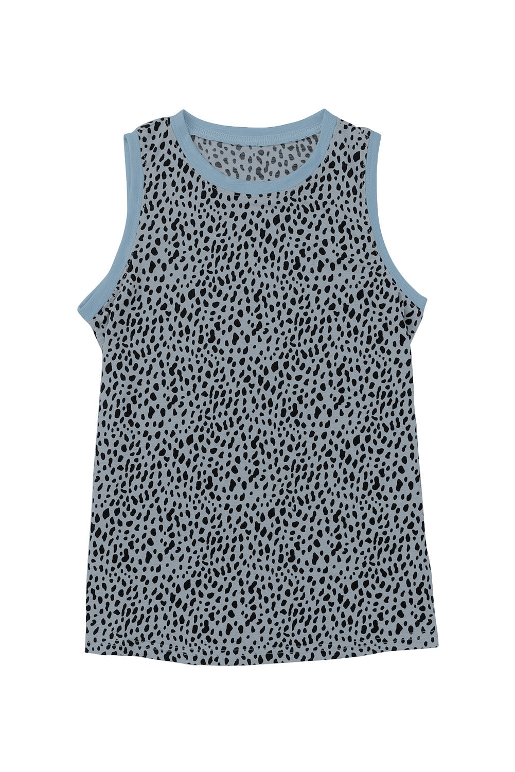 Camiseta sin mangas con cuello redondo y estampado de leopardo rosa