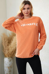 Orange THANKFUL Ribbed Corded Oversized Sweatshirt