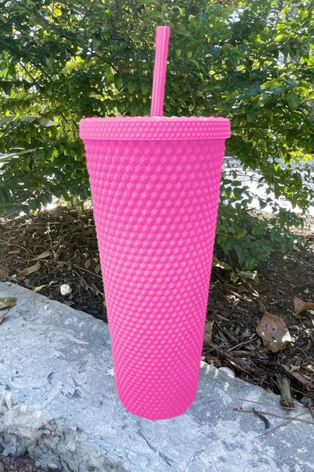 Vaso de plástico mate reutilizable de color rosa