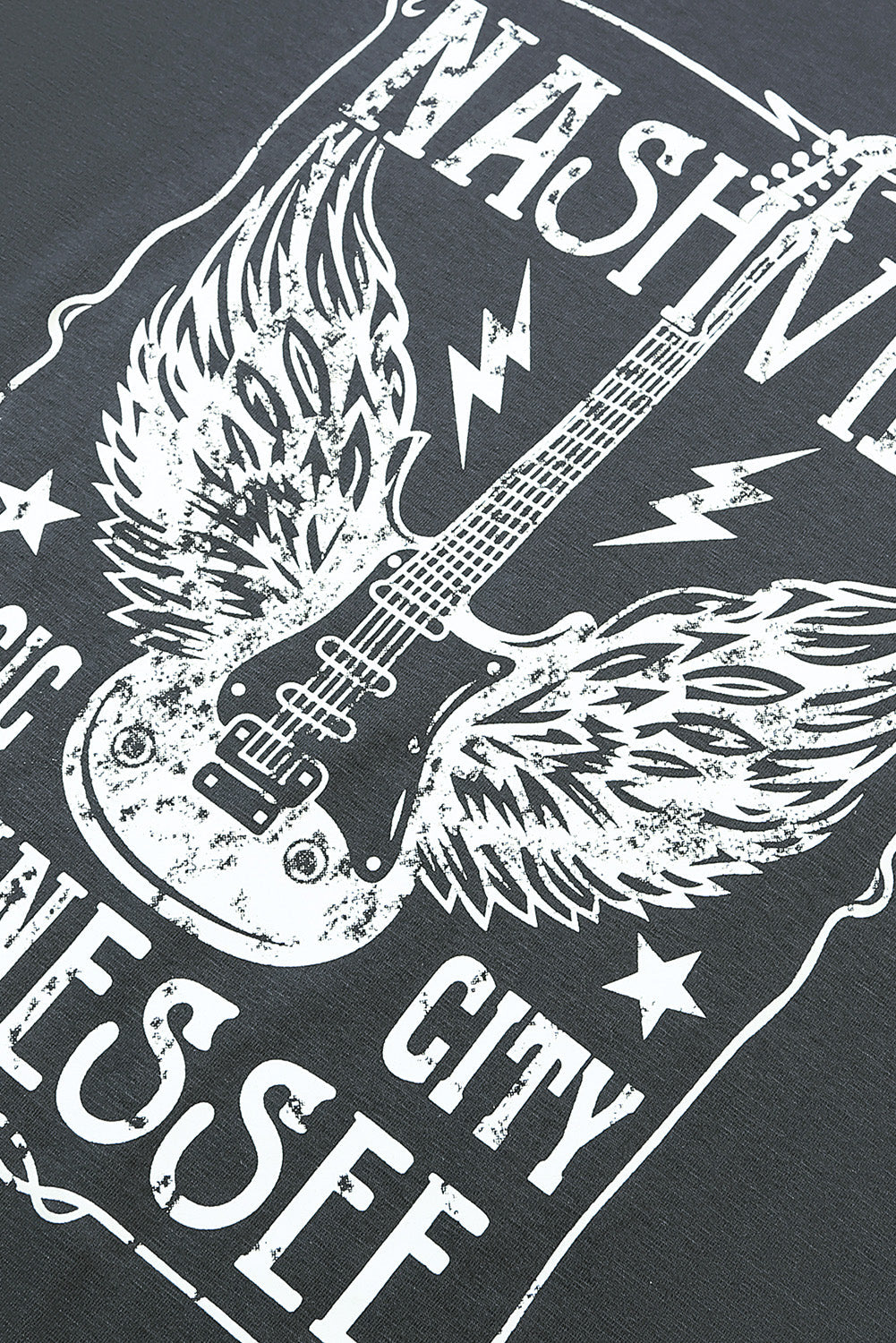 Camiseta extragrande con estampado gráfico de letras y eslogan de guitarra rosa