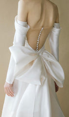 HALTER AND LARGE BOW SHOULER DRESS IN WHITE