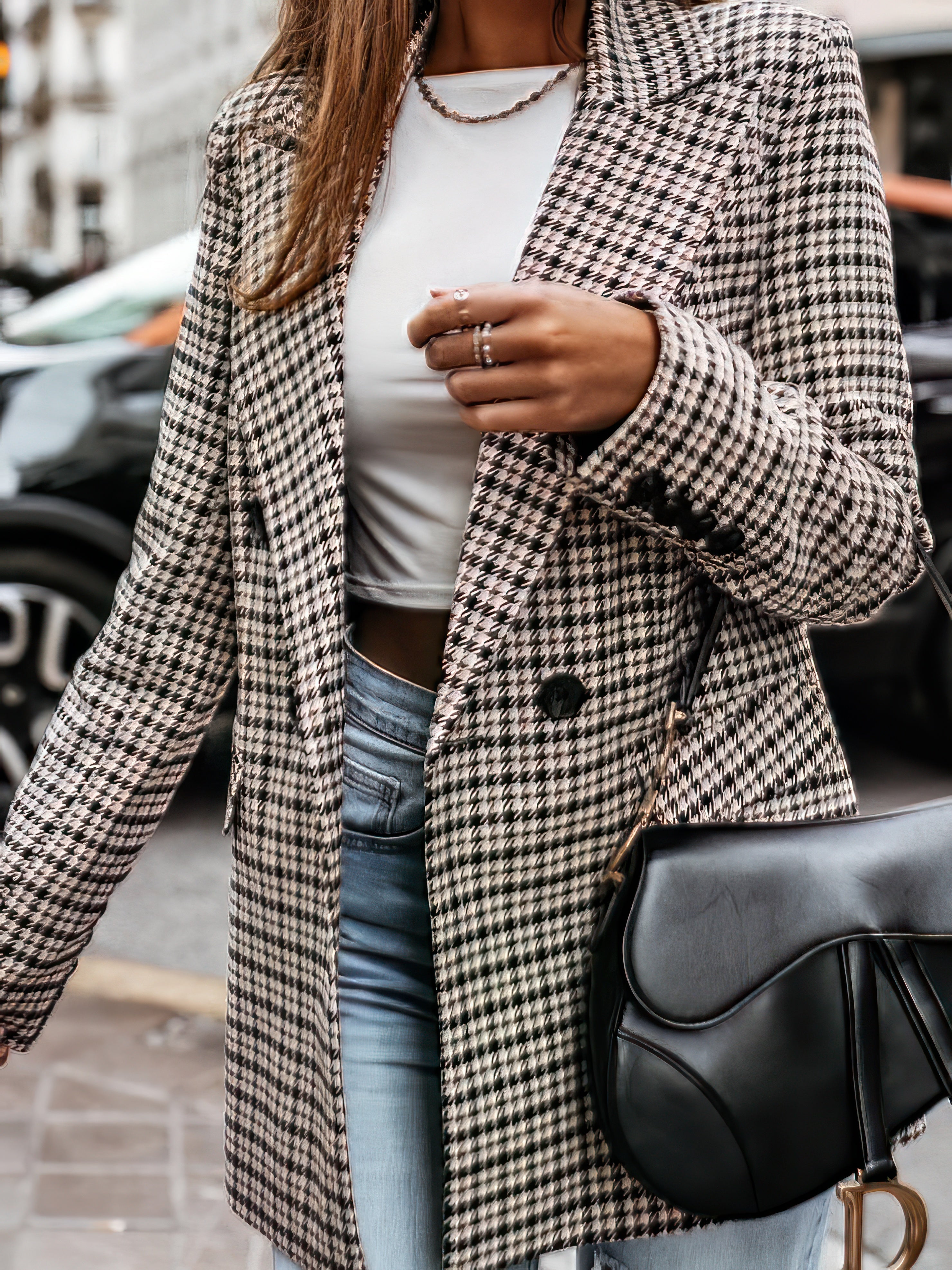 Plaid Print Lapel Small Blazer