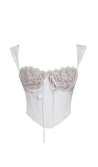 WHITE LACE SATIN CORSET TOP