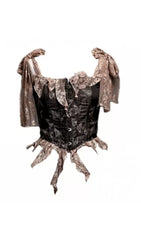 RETRO LEAVES FISHBONE GOTHIC CORSET TOP