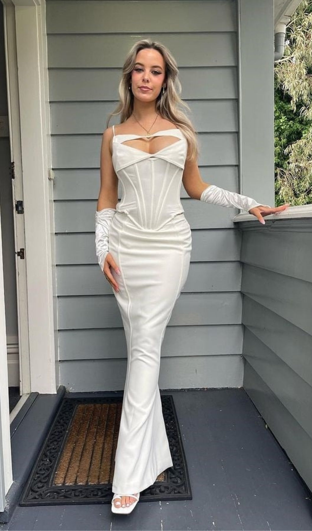 WHITE CORSET MAXI DRESS