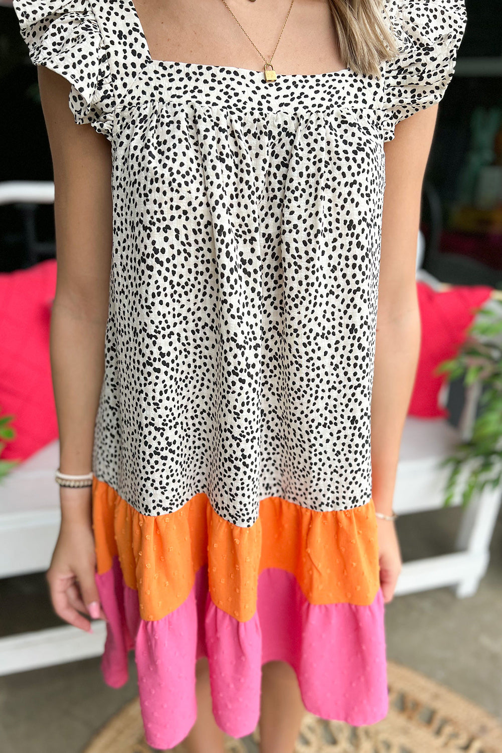 Camiseta sin mangas con cuello redondo y estampado de leopardo rosa