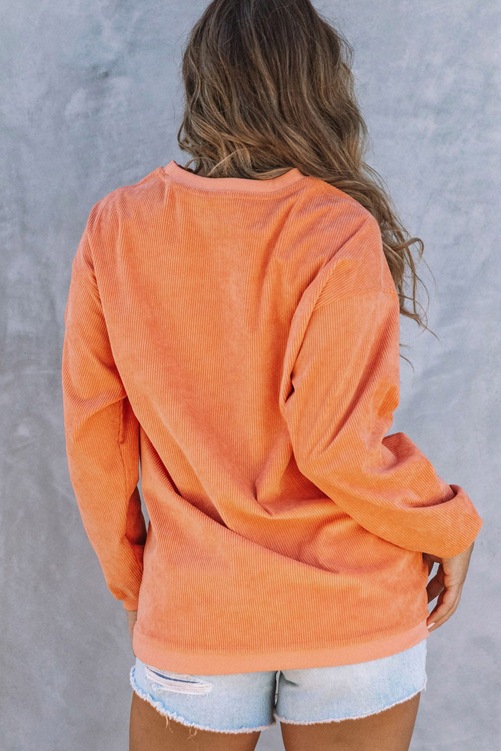 Orange THANKFUL Ribbed Corded Oversized Sweatshirt